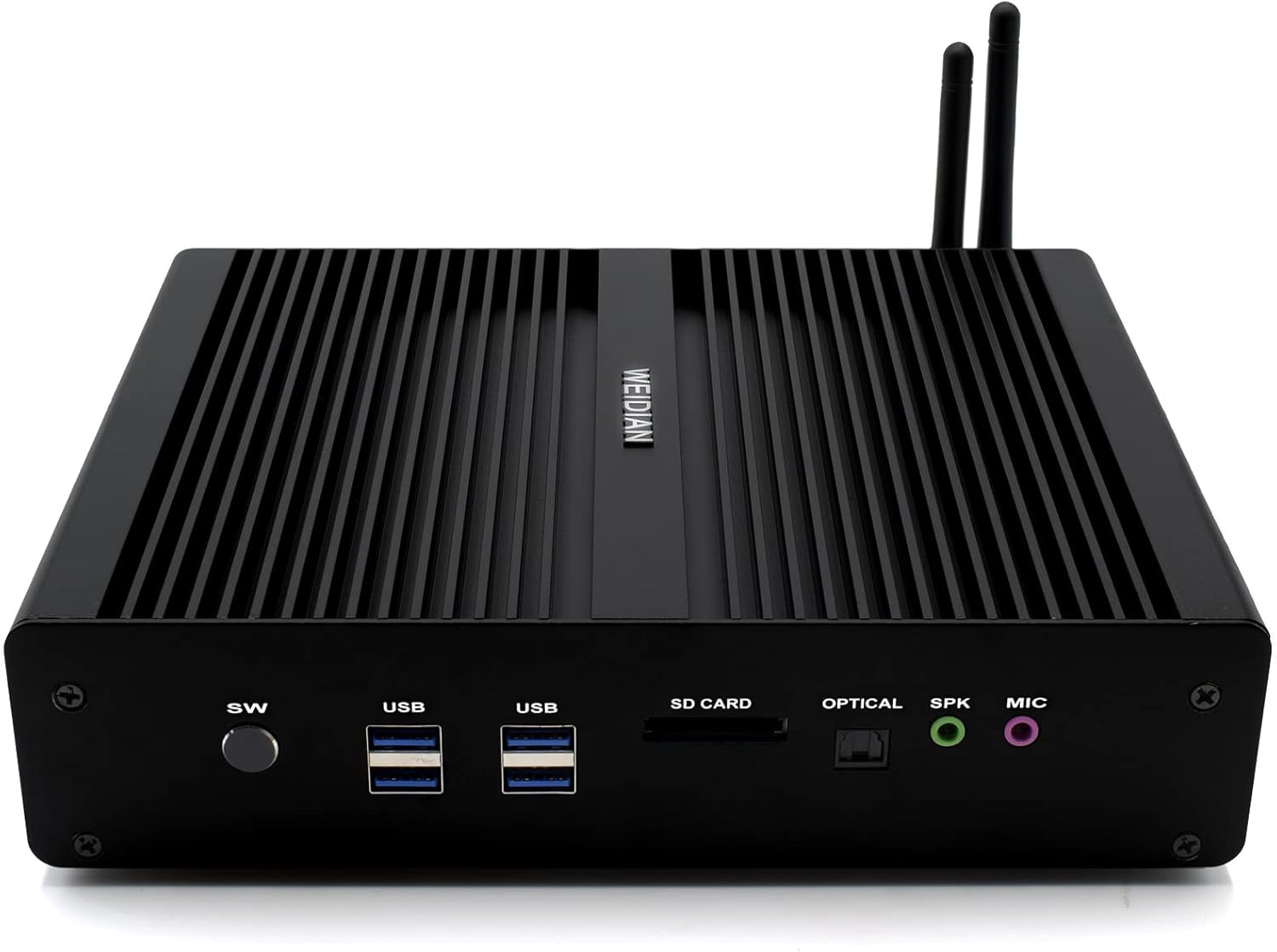 WEIDIAN Mini Desktop PC Core i7 5500U,Tiny PC Windows 10,2 RS232 COM Dual LAN/WiFi/BT 4.0/2 HDMI /4 USB2.0/4 USB3.0/Optical,16GB RAM 512GB SSD