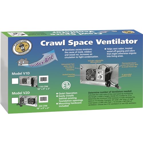Tjernlund UnderAire Crawlspace Ventilator Fan Moisture Mold Reducing