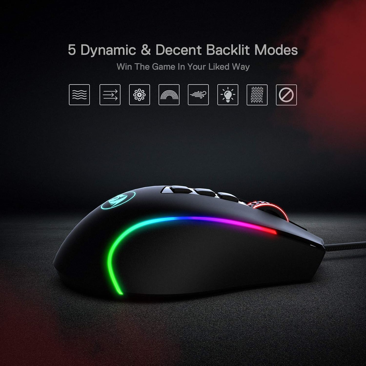 Redragon M612 Predator RGB Gaming Mouse, 8000 DPI Wired Optical Gamer Mouse with 11 Programmable Buttons & 5 Backlit Modes, Software Supports DIY Keybinds Rapid Fire Button Pack of 2