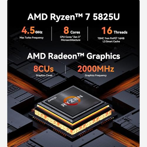 Beelink Mini PC EQR5 5825U AMD Ryzen 7 Processor(8C/16T, up to 4.5GHz), Micro Computer 16GB DDR4 500GB SSD Built-in PSU, Mini Computers Dual HDMI/4K 60Hz/WiFi6/BT5.2 Home/Office/HTPC