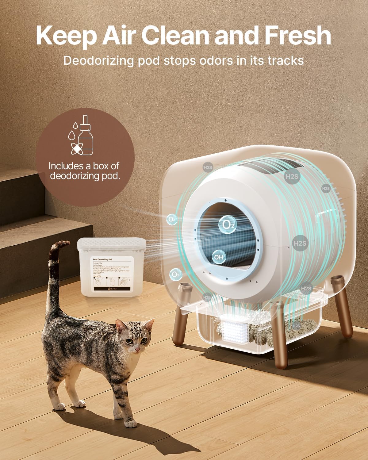 Self Cleaning Litter Box, Automatic Cat Litter Box Self Cleaning for Multi Cats, TUV Certified/Anti-Pinch/Safety Protection/Odor Removal/APP Control Extra Large Litter Box with Mat & Liner