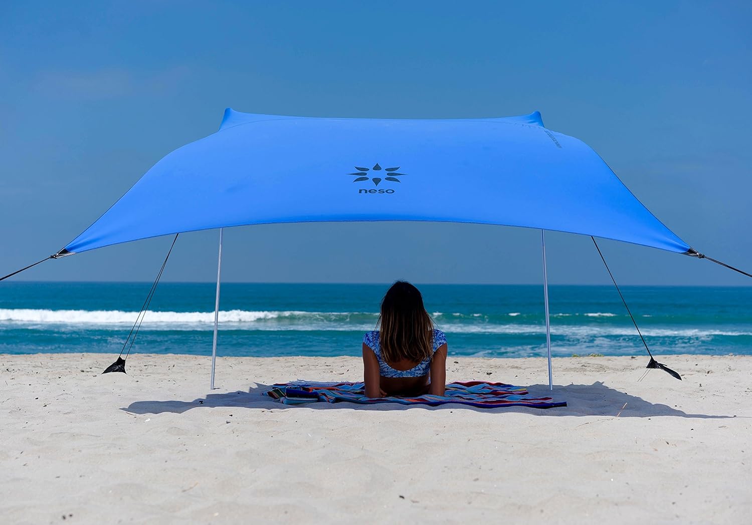 Neso Tents Beach Tent with Sand Anchor, Portable Canopy Sunshade - 7' x 7' - Patented Reinforced Corners