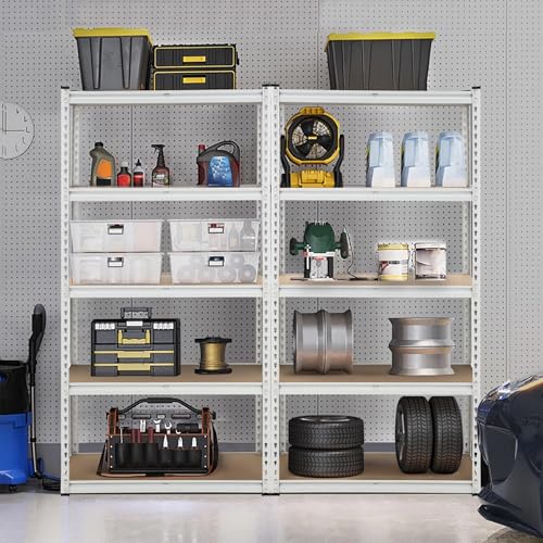 GarveeHome Garage Storage Shelves, 5-Tier Utility Shelves, Adjustable Storage Shelves, Industrial Shelving, Load 3860 Lbs Heavy Duty Storage Shelves for Garage Kitchen Basement Laundry Pantry,Black