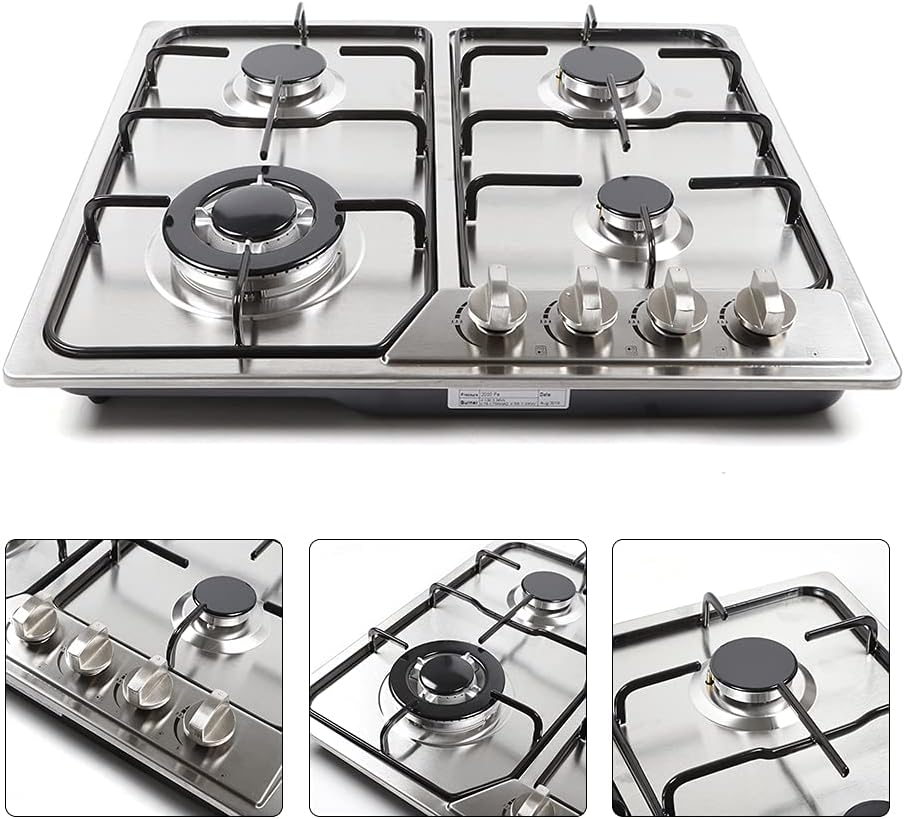 22″x20″Built in Gas Cooktop 4 Burner Stove Stainless Steel Stove NG/L-P-G Gas Hob Cooktop Kitchen