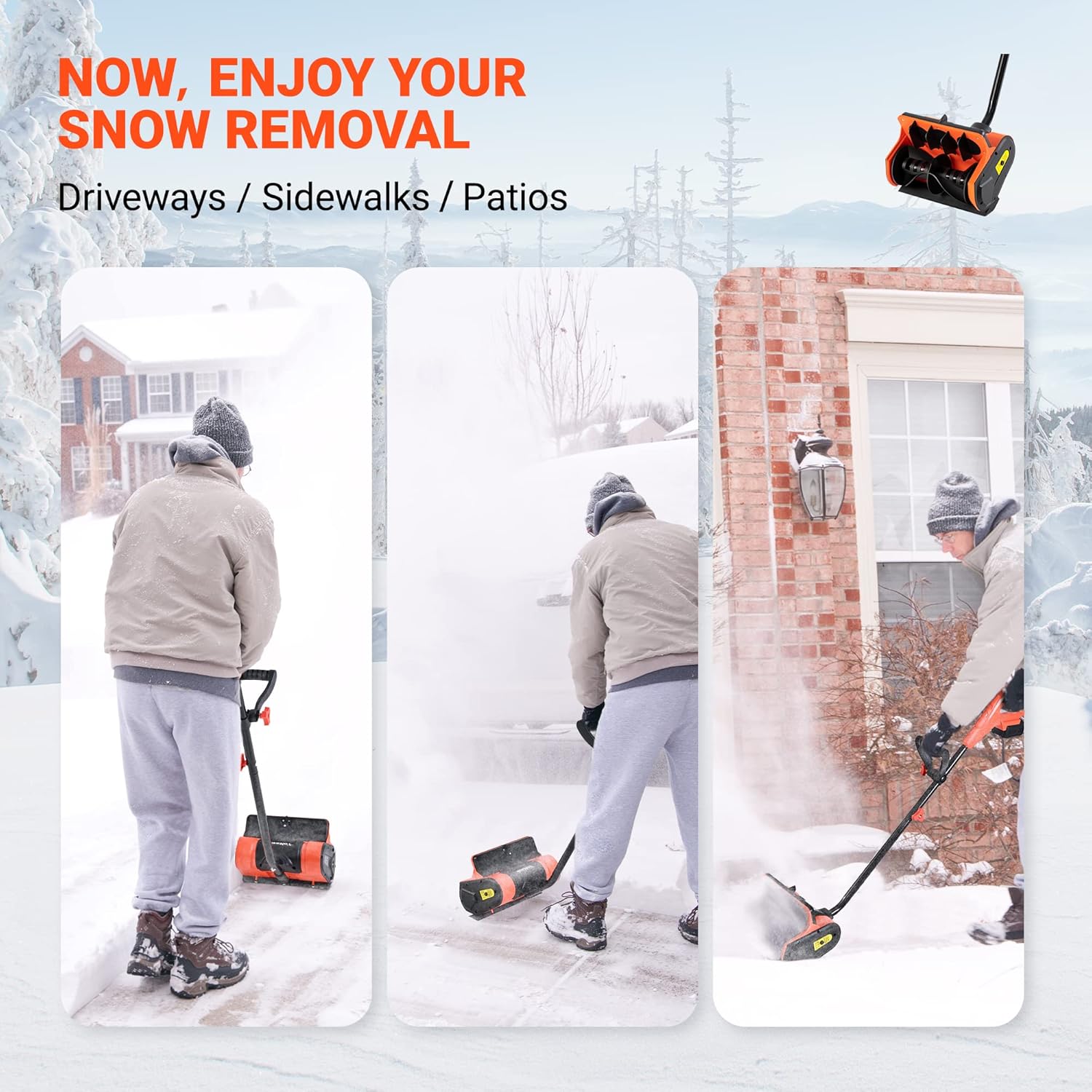 Voltask Cordless Snow Shovel, 18V（Same as 20v） | 11-Inch | 4.0 Ah Cordless Snow Blower, Battery Snow Blower with Adjustable Front Handle & Rotating Chute (4.0 Ah Battery & Quick Charger Included)