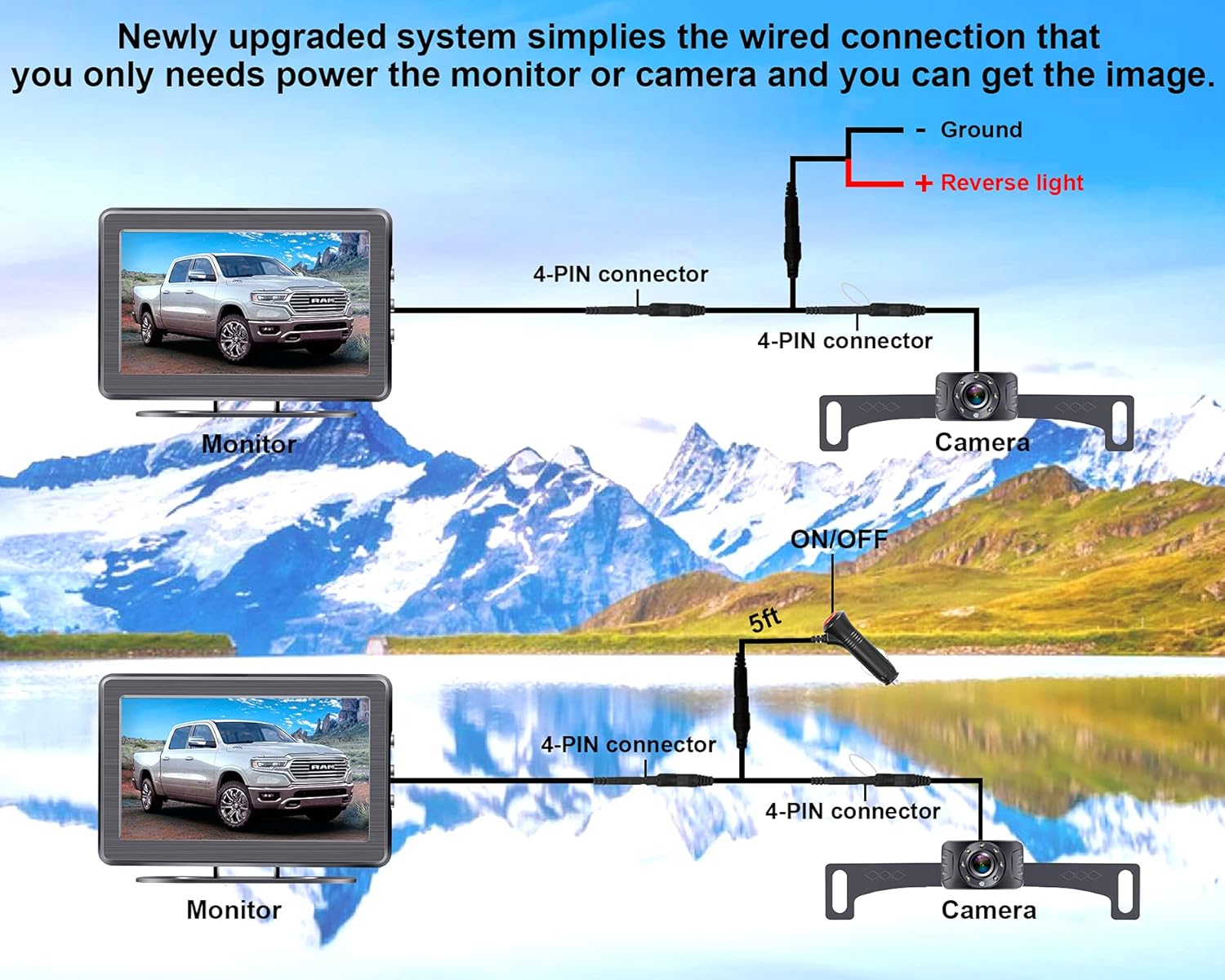 Backup Camera for Car Truck HD 1080P Rear View Mirror Camera System with 4.3 Inch Monitor, Easy to Install,6 LED Lights Clear Night Vision, DIY Grid Lines - AMTIFO A2