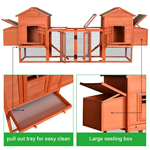 Large Metal Chicken Coop Hexagonal,Walk-in Poultry Cage Hen Run House,Steel Wire Dipped Plastic Mesh, with Water-Resident and Anti-UV Cover,Duck Rabbit,Birds Outdoor House(13.1 * 8.6ft)
