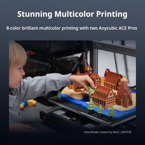 Anycubic Kobra S1 Combo 3D Printer, Multi-Color 3D Printer High Speed Max 600mm/s High Precision, Core XY Stable Structure Ultra-Quiet Printing Anycubic App One-Click Printing 250 * 250 * 250mm