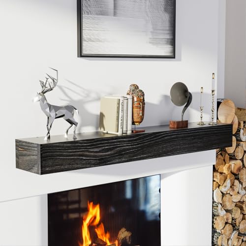 Fireplace Mantel Shelf 72", Rustic Wood Mantles for Over Fireplace, Handcrafted Floating Mantel Shelf, Wall Mounted Farmhouse Decor, with Brushed Surface Workmanship(72Lx8Dx5H, Rustic Natural)