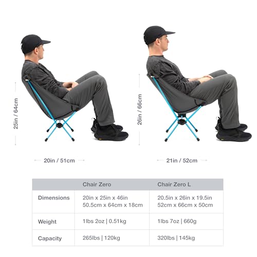 Helinox Chair Zero Ultralight Compact Backpacking Chair, Chair Zero Large, Black