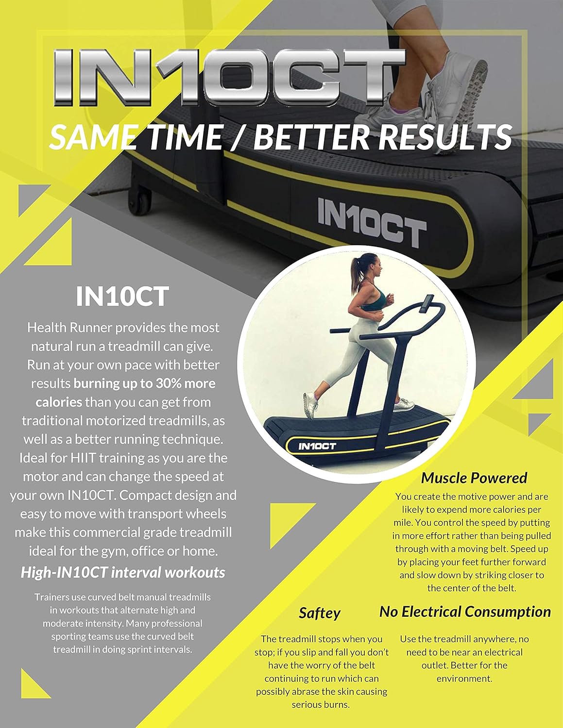 (Intensity) Health Runner Curved Manual Treadmill - Non Motorized Treadmill with Curved Running Platform
