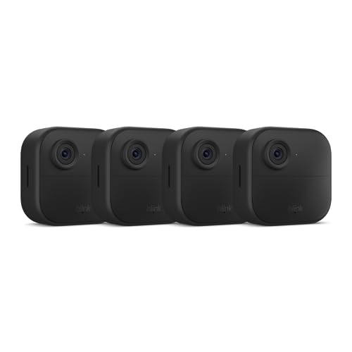 Blink Outdoor 4 (newest model), Wire-free smart security camera, two-year battery life, two-way audio, HD live view, enhanced motion detection, Works with Alexa – 5 camera system