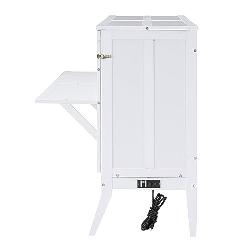 SOFTSEA Queen Size Murphy Bed with Bookcase, Bedside Shelves and Big Drawer, Storage Folding Wall Bed for Office Home Small Room Study, White
