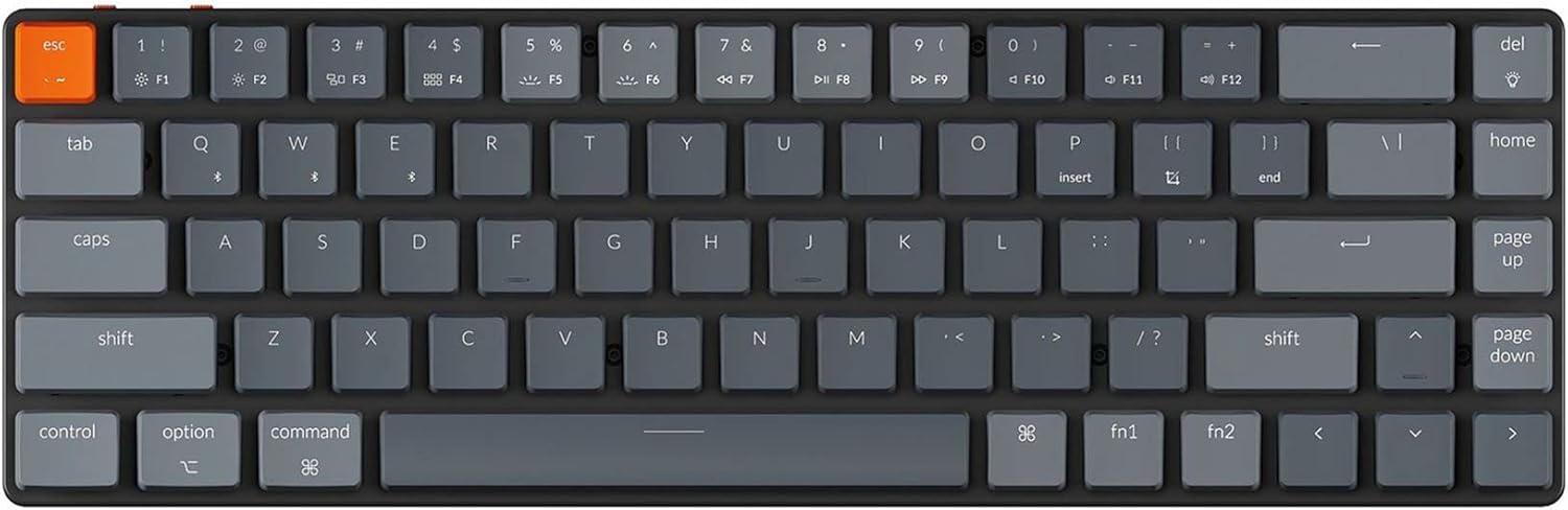 Keychron K7, 68 Keys Ultra-Slim Wireless Bluetooth/Wired Mechanical Keyboard with Low-Profile Gateron Mechanical Brown Switch, RGB LED Backlit Compatible with Mac Windows