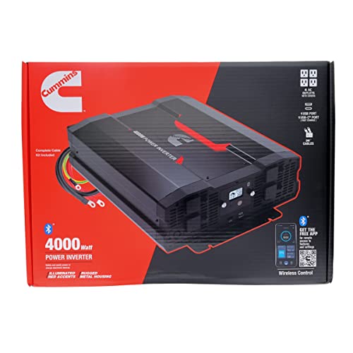 Cummins 5000 Watts Inverter Modified Sine Wave Truck Inverter 12 Volts to 110 Volts Four AC Outlets Two USB Ports (Plus Cable Kit)- CMN5000W - Inverters for Vehicles, Van Life, Camping