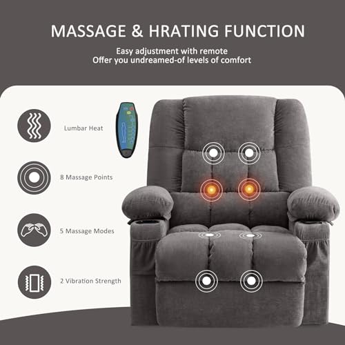 Power Lift Recliner Chair Recliners for Elderly with Heat and Massage Recliner Chair for Living Room with Infinite Position and Side Pocket,USB Charge Port