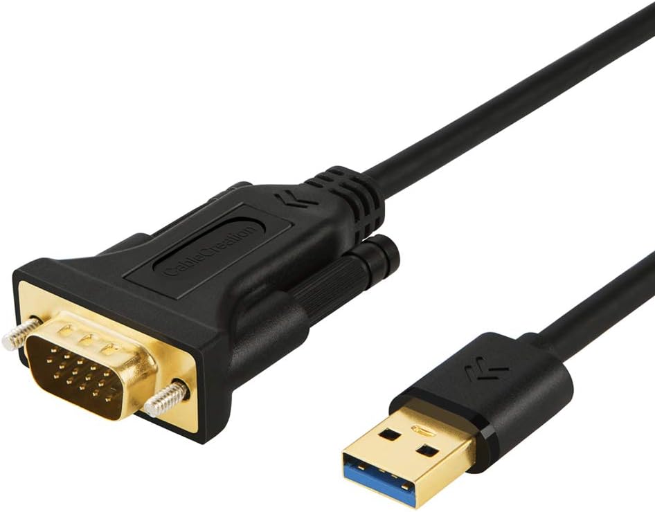 CableCreation USB 3.0 to VGA Cable 6 Feet, USB to VGA 15 Pin Adapter Cord 1080 P @ 60Hz, Monitor Display Video Converter ONLY Supports Windows 10/8.1/8/7, Black Pack of 2