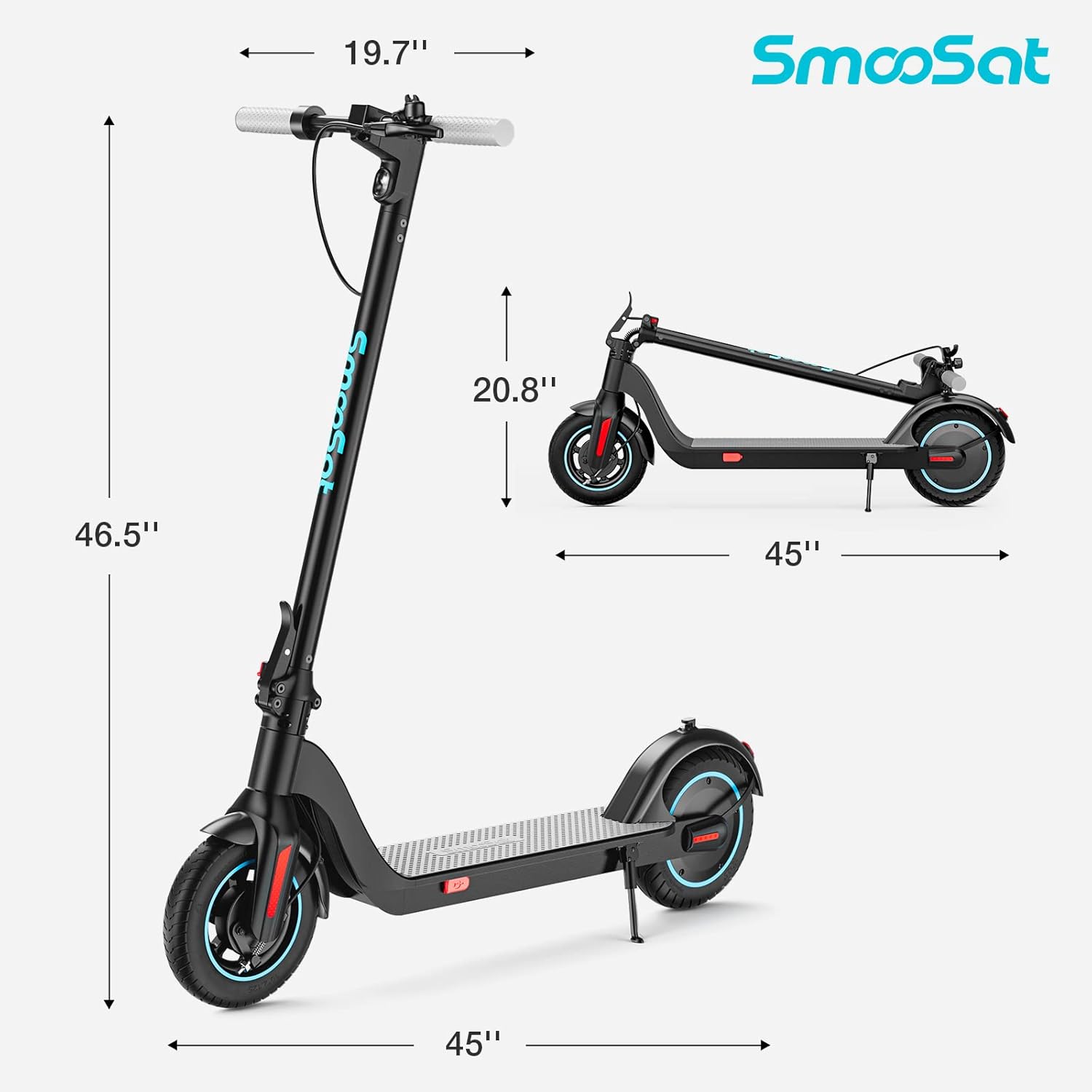 SmooSat SA3 Prime Electric Scooter for Adults, 10” Airless Tire, 28 Miles Range, 350W Powerful Motor, Long Battery Life, 20 MPH Max Speed, Type-C Reverse Charging, LED-Display, Gray