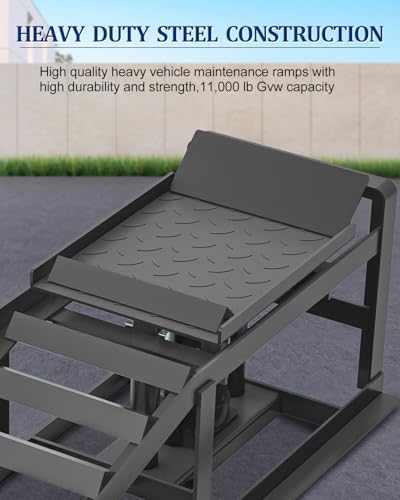Hydraulic Car Ramps, 4-Position Adjustment, 5T 11000lbs Low Profile Car Lift Service Ramps Truck Trailer Garage,Height Hydraulic Vehicle Ramps, Lift Height 11.61-16.21 inches