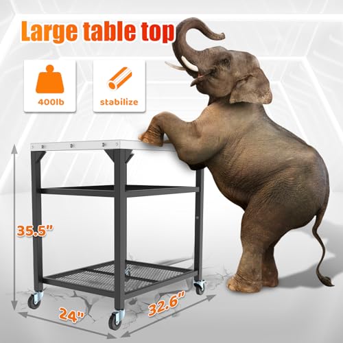 Outdoor Grill Table Cart Ninja Woodfire Outdoor Grill(OG700 Series),2024 Upgraded Thicken Double-Shelf Movable Pizza Oven Table, Stainless Kitchen Island, for Blackstone Griddle Stand Cart