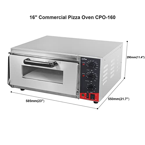 CROSSON Commercial 16 inch Countertop Electric Pizza Oven with pizza stone, Multipurpose Indoor Pizza oven for Restaurant Home use,120V/1600W