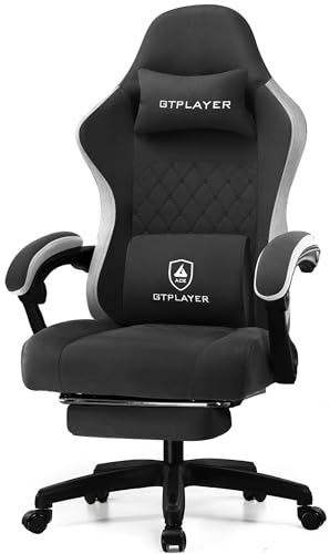 GTPLAYER Gaming Chair, Computer Office Chair with Pocket Spring Cushion, Linkage Armrests and Footrest, High Back Ergonomic Computer Chair with Lumbar Support Task Chair with Footrest
