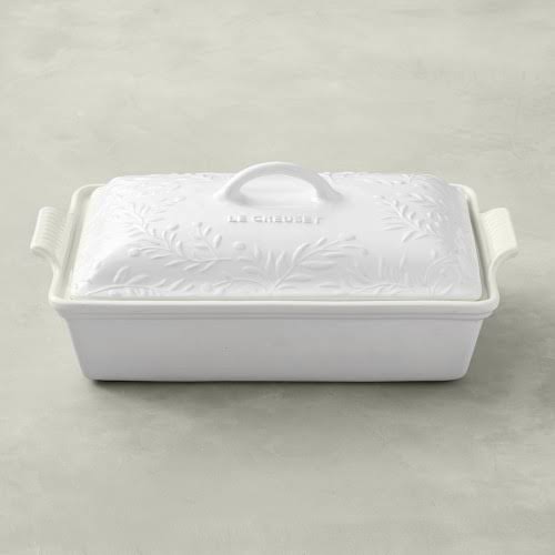 Le Creuset Stoneware Olive Branch Collection Heritage Rectangular Casserole | Matte Cotton, 4 qt.