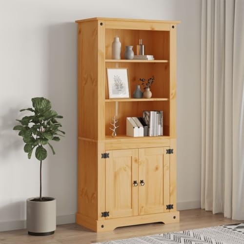 Cupboard Mexican Pine Corona Range 31.5"x15.7"x66.9",Pinewood Corona Highboard for Versatile Home Storage in Brown Cabinets & Lockers for Office Storage