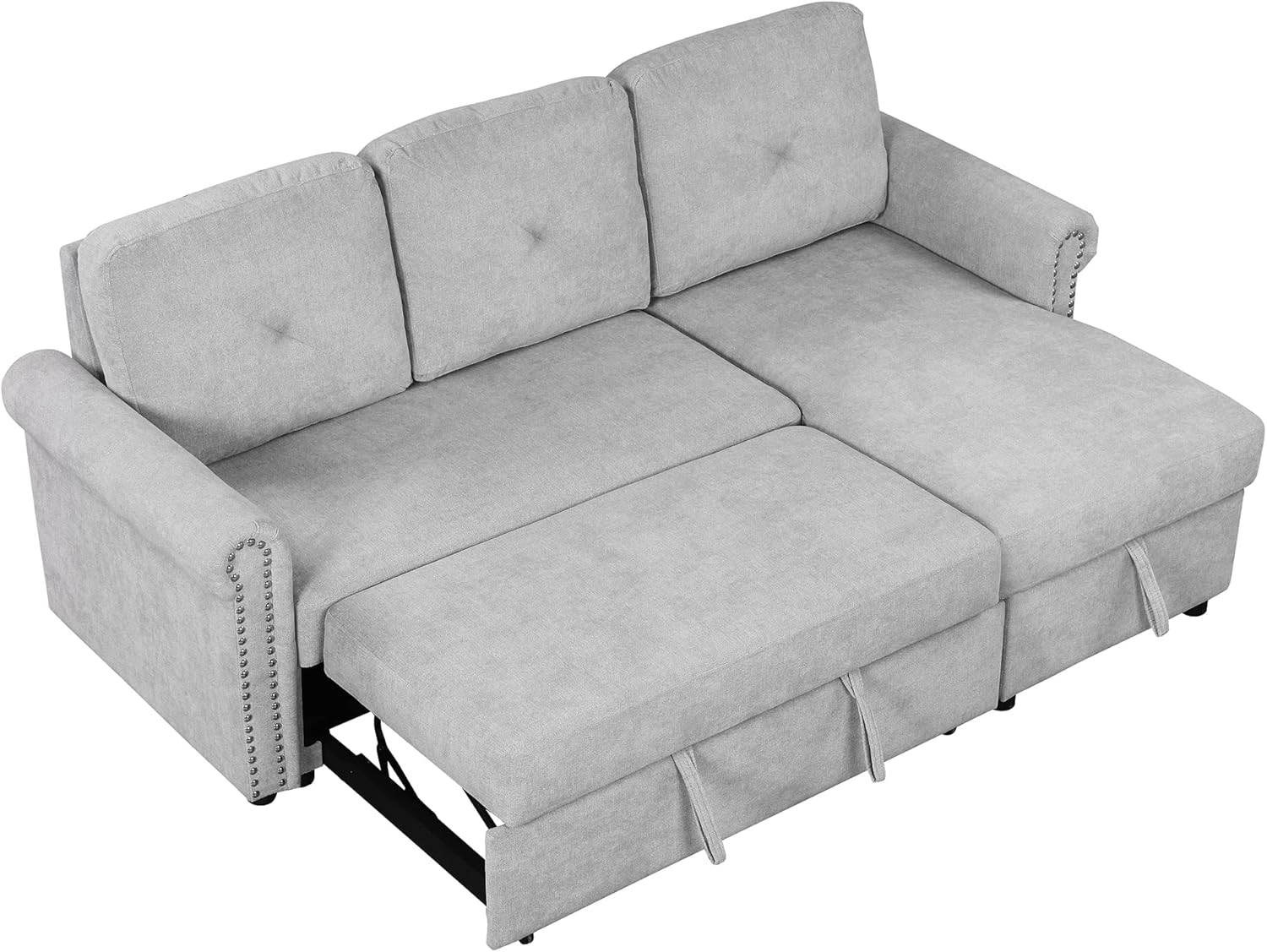NicBex Pullout Couch Bed Modular Couch Convertible Chair to Bed Modern Convertible Sleeper Sofa Bed with Storage Chaise Suitable for Apartments, Dormitories, Studios, Offices, Gray