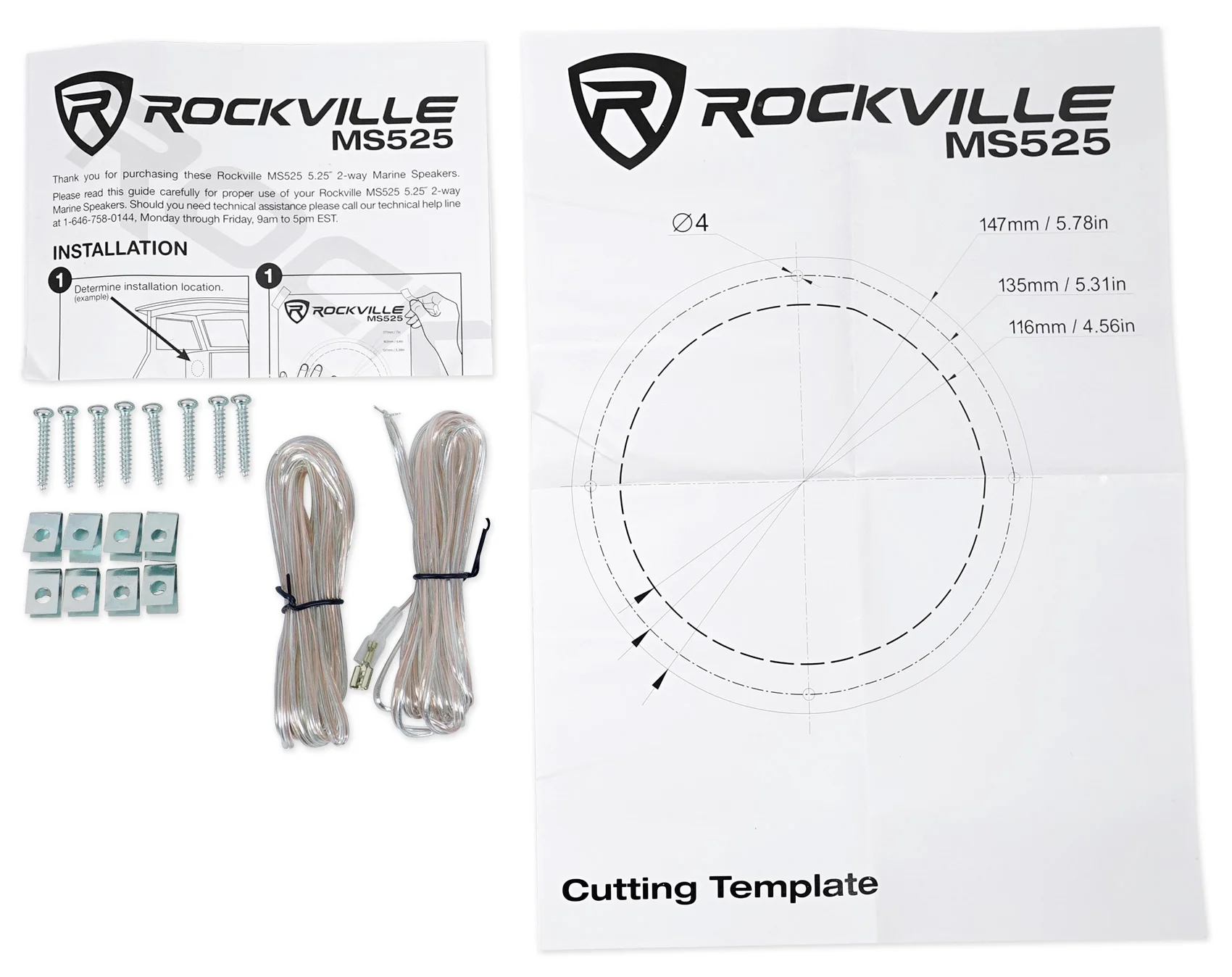 (2) Rockville 5.25" 360° Swivel Black Aluminum Surface Mount Boat Speakers
