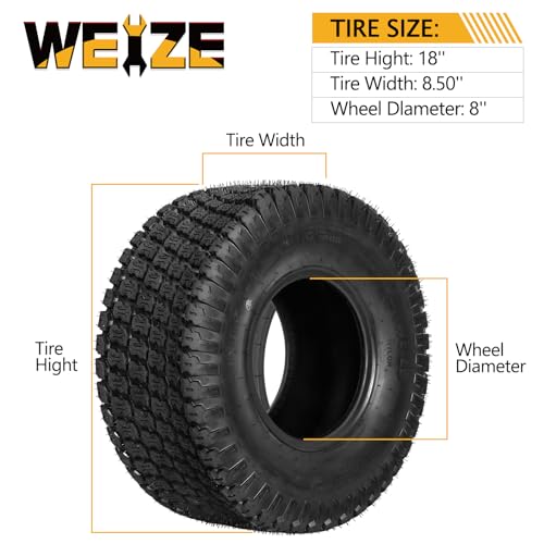 WEIZE 20x10.00-8 Lawn Mower Tire, 20x10-8 Tractor Turf Tire, 20x10x8 NHS Tires, 4 PR Tubeless, 1200lbs Capacity, Set of 2