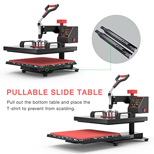 Heat Press Machine 5 in 1 Combo Heat Press 12 x 15 Inch Heat Transfer Machine 360-Degree Swing Away Digital Shirt Printing Multifunction Heat Transfer Sublimation for T Shirts Mugs Hat Plate Cap