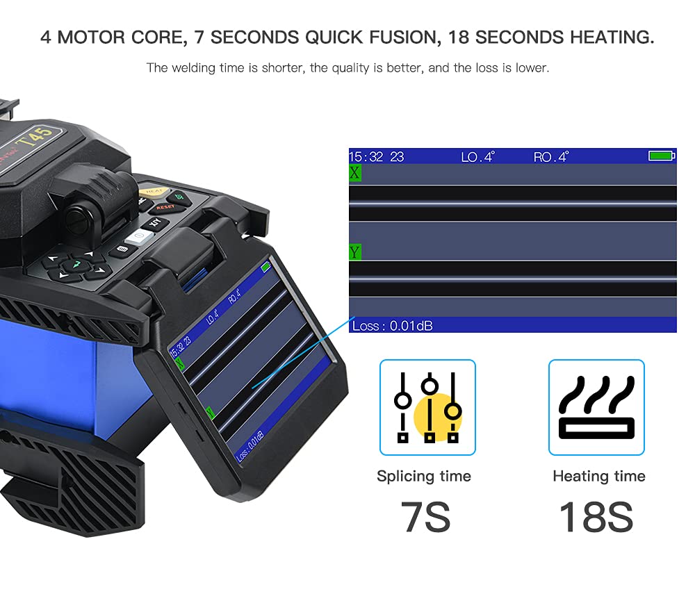 Optical Fiber Fusion Splicer Core Alignemnt Orientek T45 New Design Fusionadora Splicing Machine with Fiber Cleaver