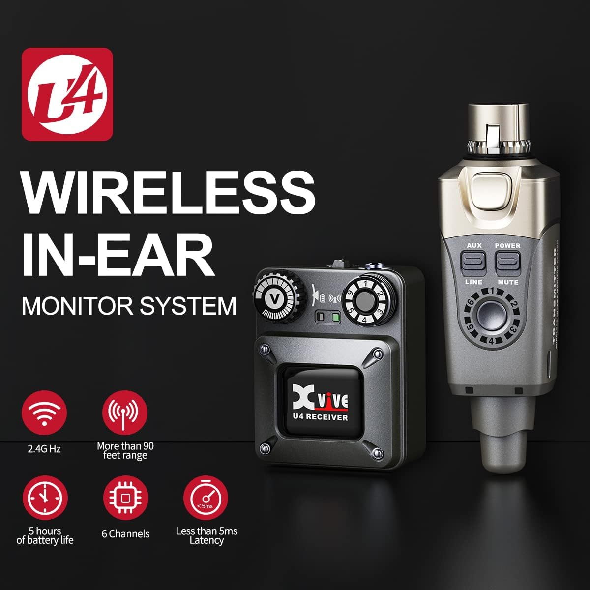 Xvive U4 Wireless in-Ear Monitoring System and Case Bundle