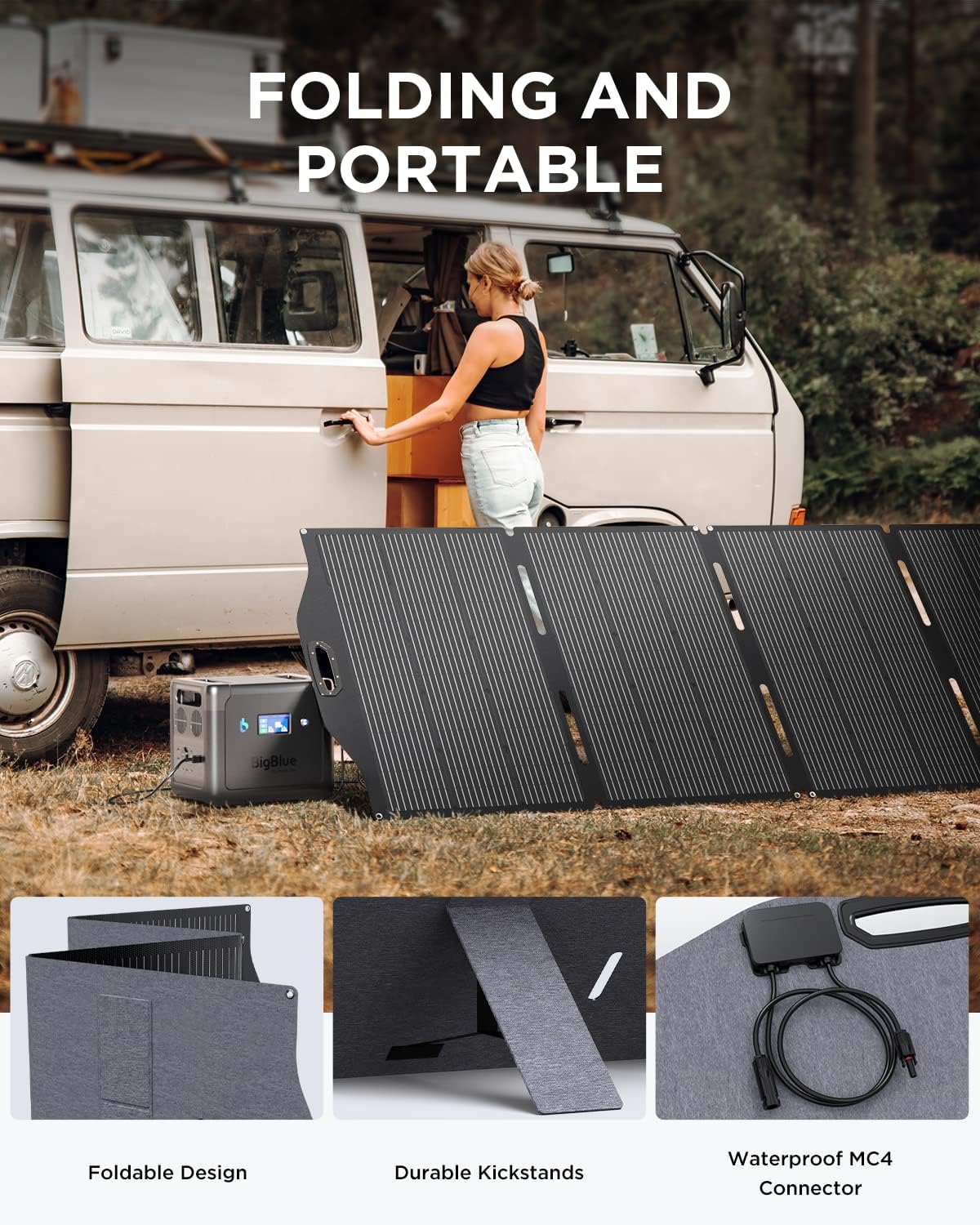 BigBlue 2500W Solar Generator with 3 400 Watt Solar Panels, CellPowa 2500 1843Wh Power Station with APP and GPS, 2Hrs AC Charge to 100%, 10ms UPS, Backup Battery Kit for RV Camping Outdoor Home Use