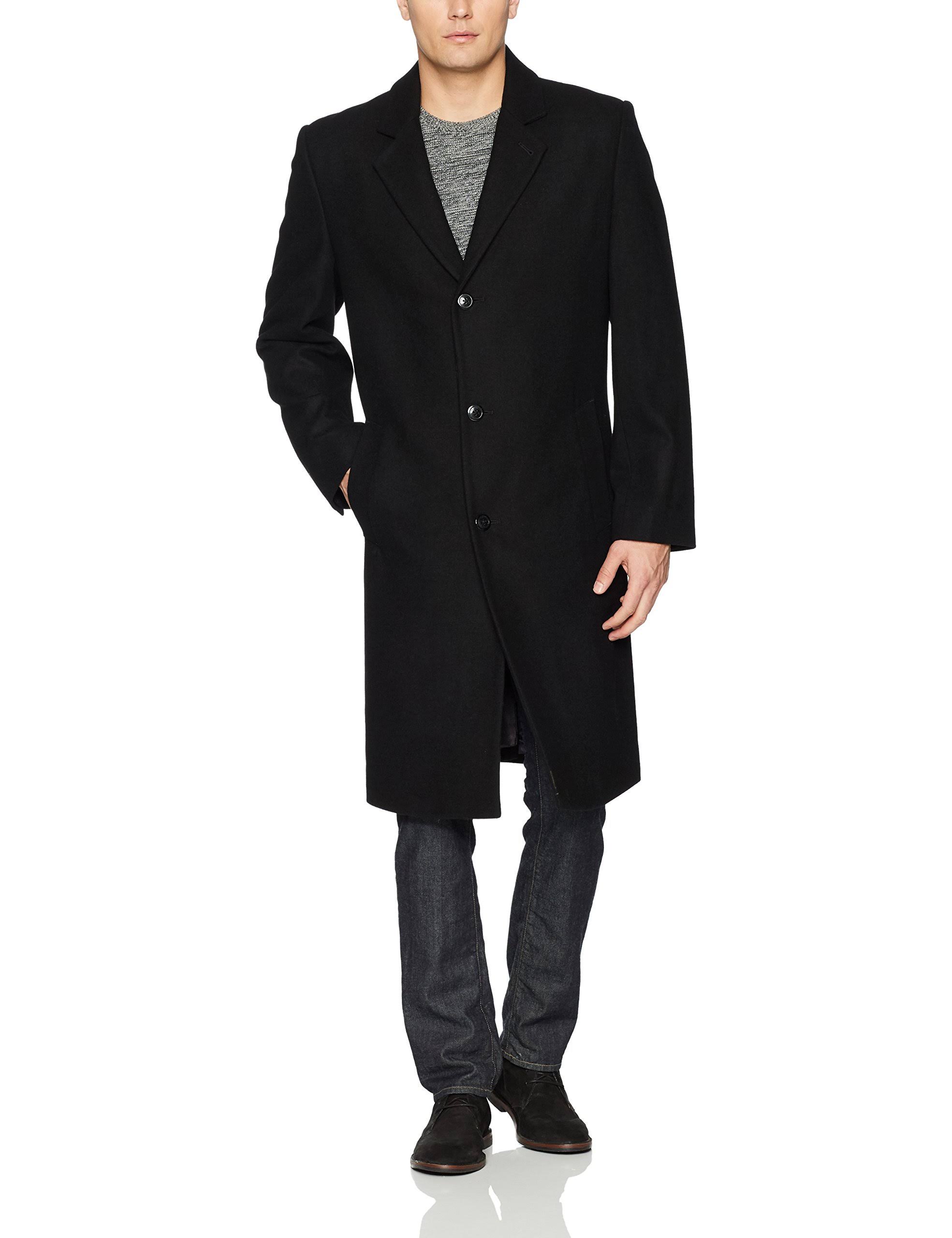 London Fog Wool Top Coat 48R Black Men