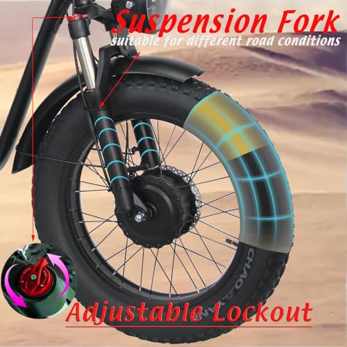 (US Warehouse) Dual Motor 2000W Electric Bike for Adults, Full Suspension, 18AH Removable Battery, Mountain Snow E Bike Fat Tire Sports Bicycle with Long Seat & Basket