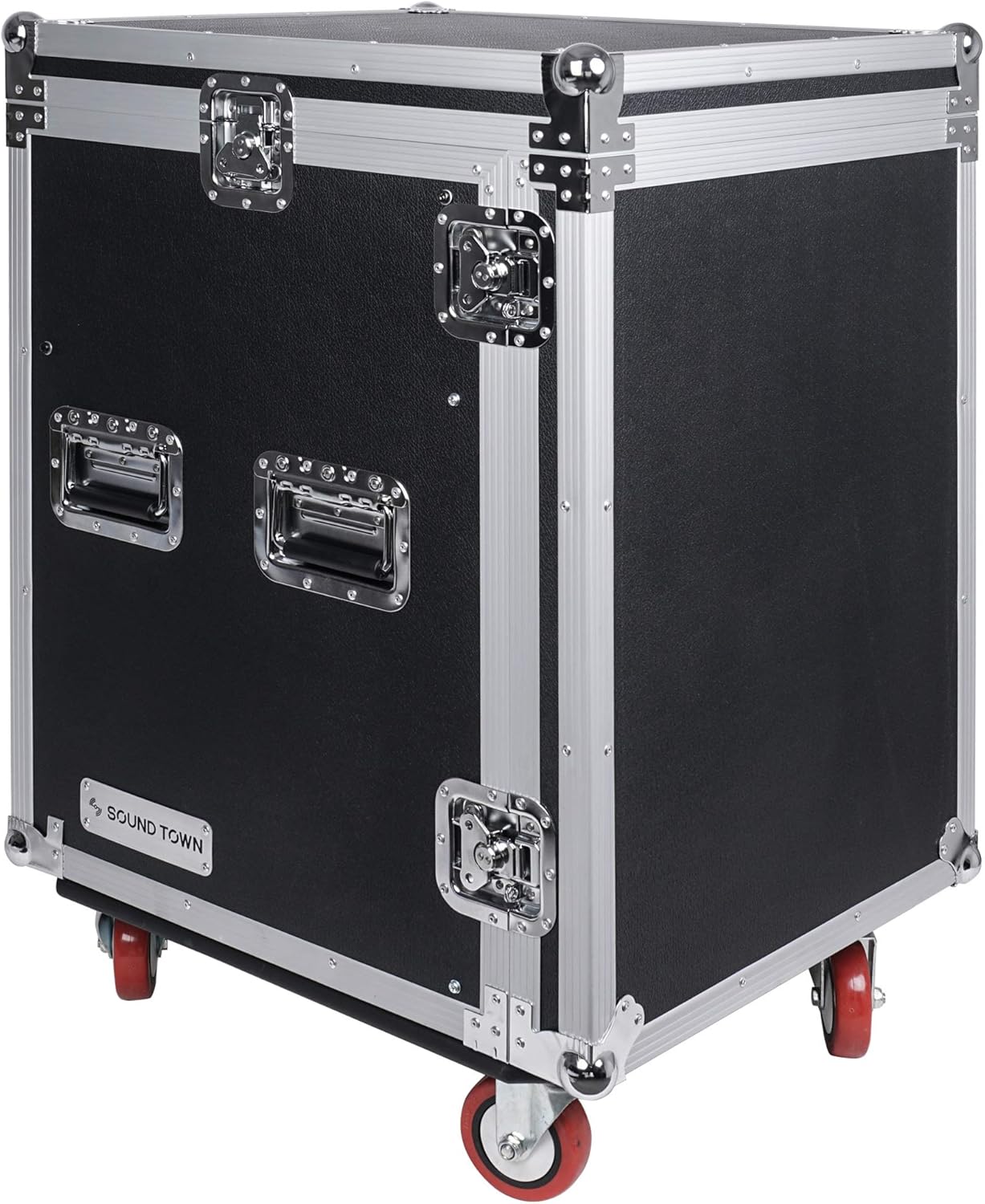 Sound Town 14U PA DJ Rack/Road ATA Case with 11U Slant Mixer Top, 20���� Rackable Depth, DJ Work Table and Casters, 14 Space Size, Pro Tour Grade (STMR-14UWT)