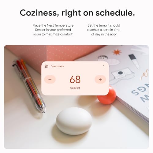 Google Nest Temperature Sensor (2nd Gen) - Room Comfort Sensor with Scheduling - Works with The Nest Learning Thermostat (3rd and 4th Gen) and Nest Thermostat E - Porcelain