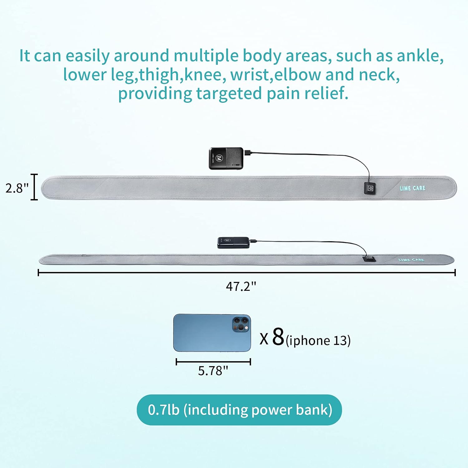 Cordless Heating Pad Wrap for Pain and Cramps Relief, Portable Heat Pad Therapy for Targeted Knee/Arm/Leg/Ankle/Elbow and Wrist, Moist & Dry Option, 3 Heating Levels, Auto-Off, Lightweighted Pack of 2