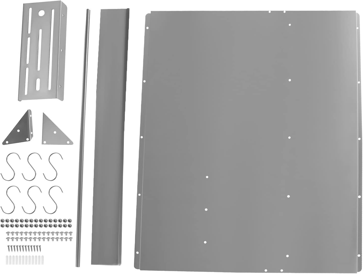 Range Backsplash with Shelf 36x 29.5 Inch Range Hood Wall Shield, Stainless Steel Backsplash Silver Splash Plate for Range Hood Stainless Backsplash with Built-in Storage Shelf and Hanging Rack
