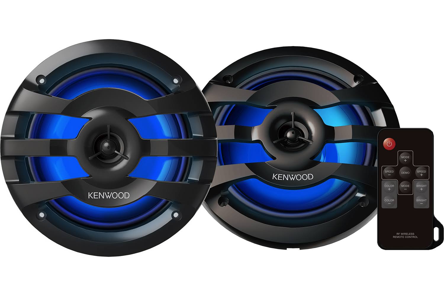 Kenwood KFC-1673MRBL 6.75& 2-Way Marine Speaker(Black) with RGB Lighting, Remot