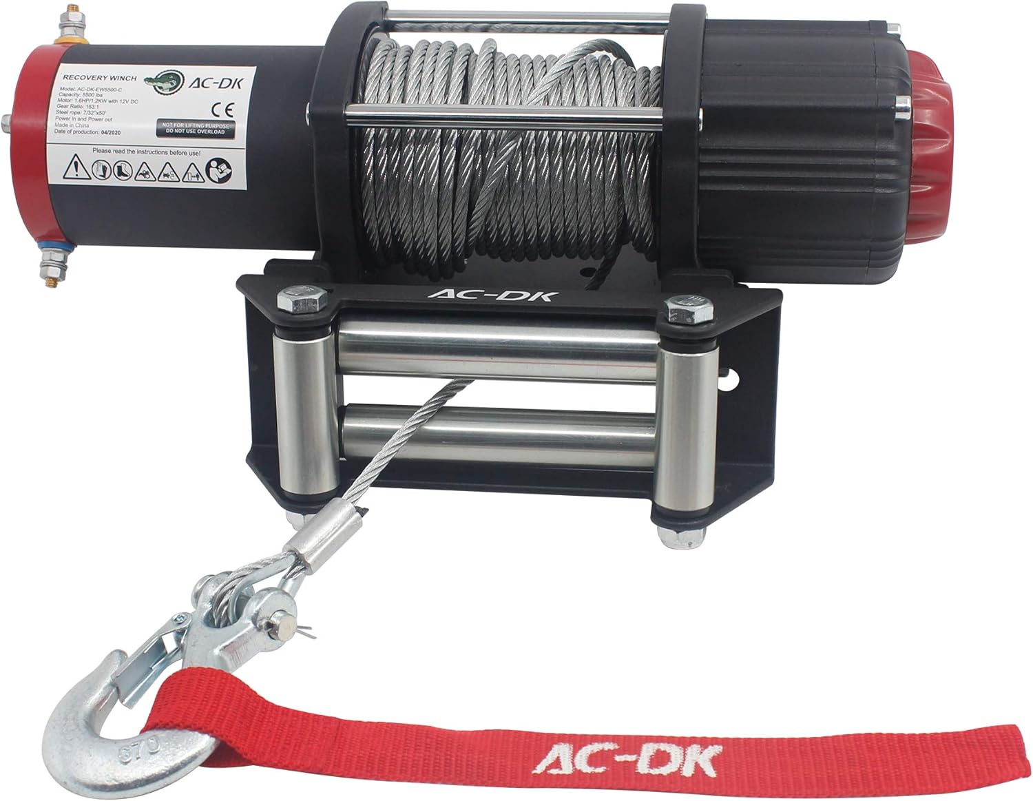 AC-DK 5500 lb. Advanced Electric Winch Kits for Towing ATV/UTV Off Road Trailer, 12V Winch with Galvanized Steel Wire Rope, Waterproof Winch with Wireless Remote Control Mounting Bracket