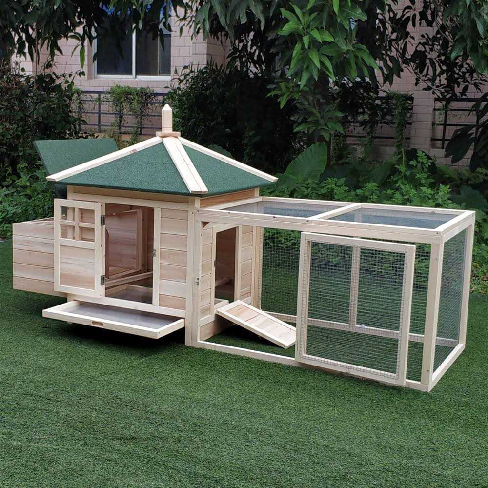 PawHut 77 Wooden Chicken Coop with Nesting Box Cute Outdoor Hen House with Removable Tray - Pet Supplies online store