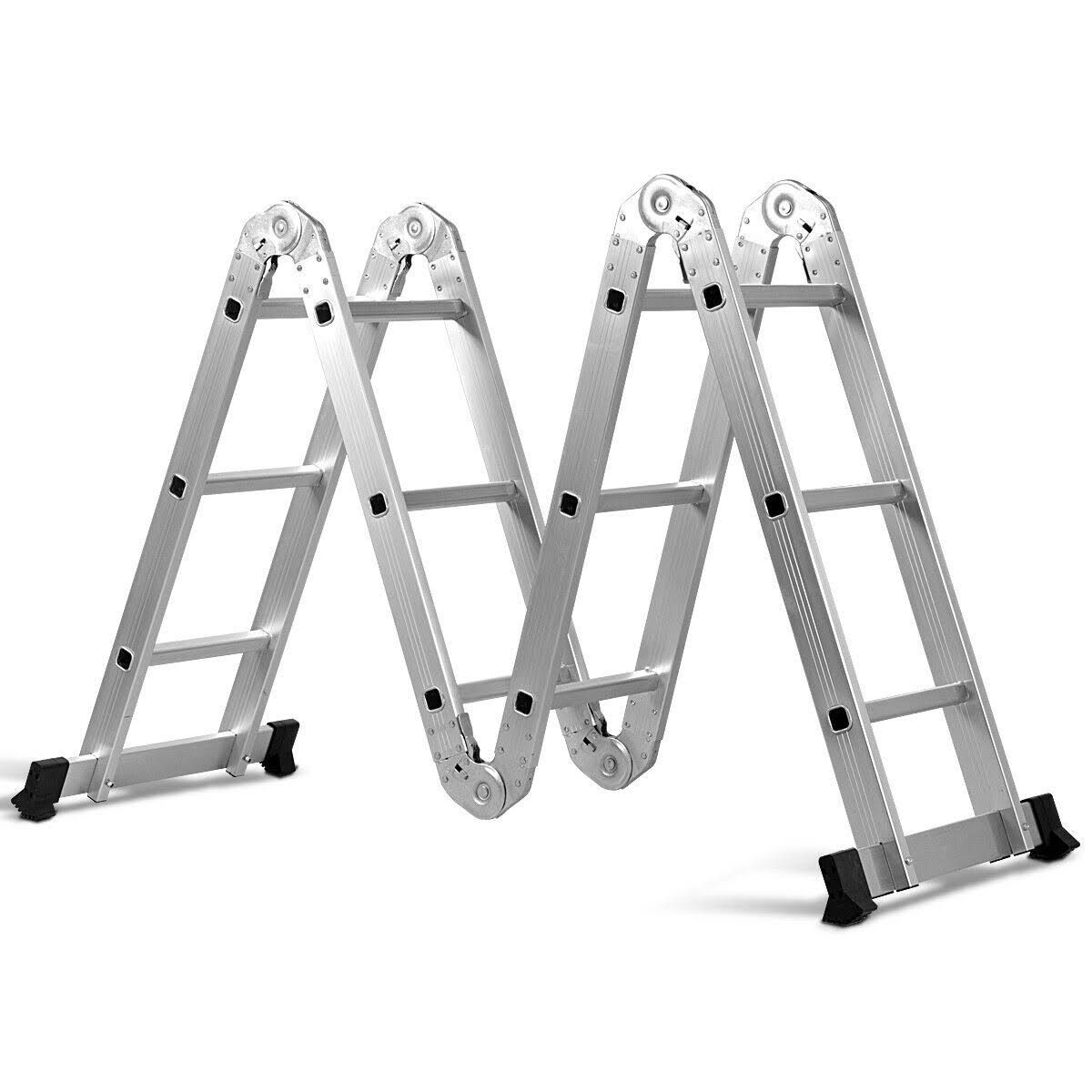 Gymax 12.5ft Multi Purpose Folding EN131 Aluminum Scaffold Ladder Step
