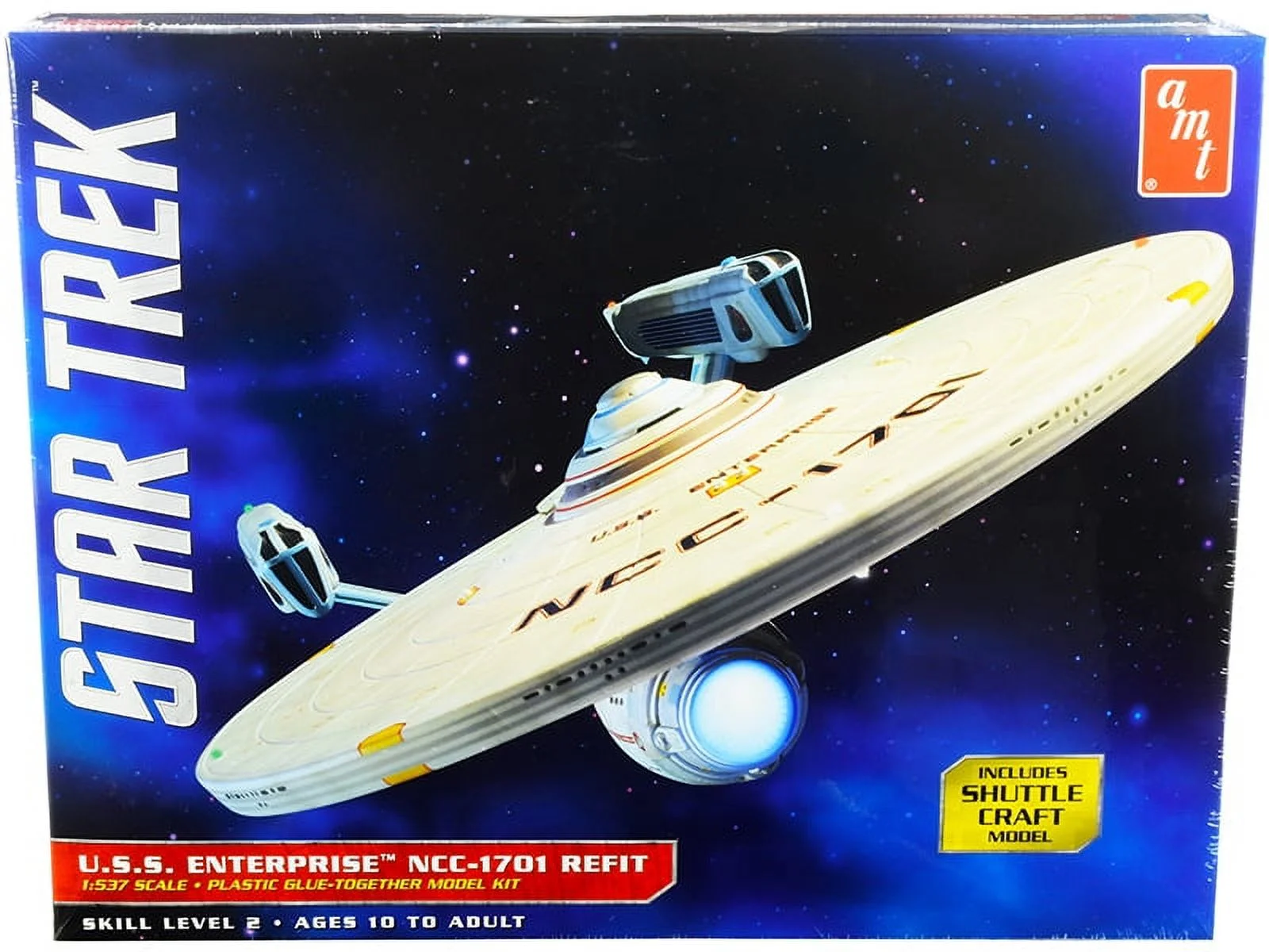 Skill 2 Model Kit U.S.S. Enterprise NCC-1701 Refit Starship "Star Trek" 1/537 Scale Model by AMT - Curated Treasures Market