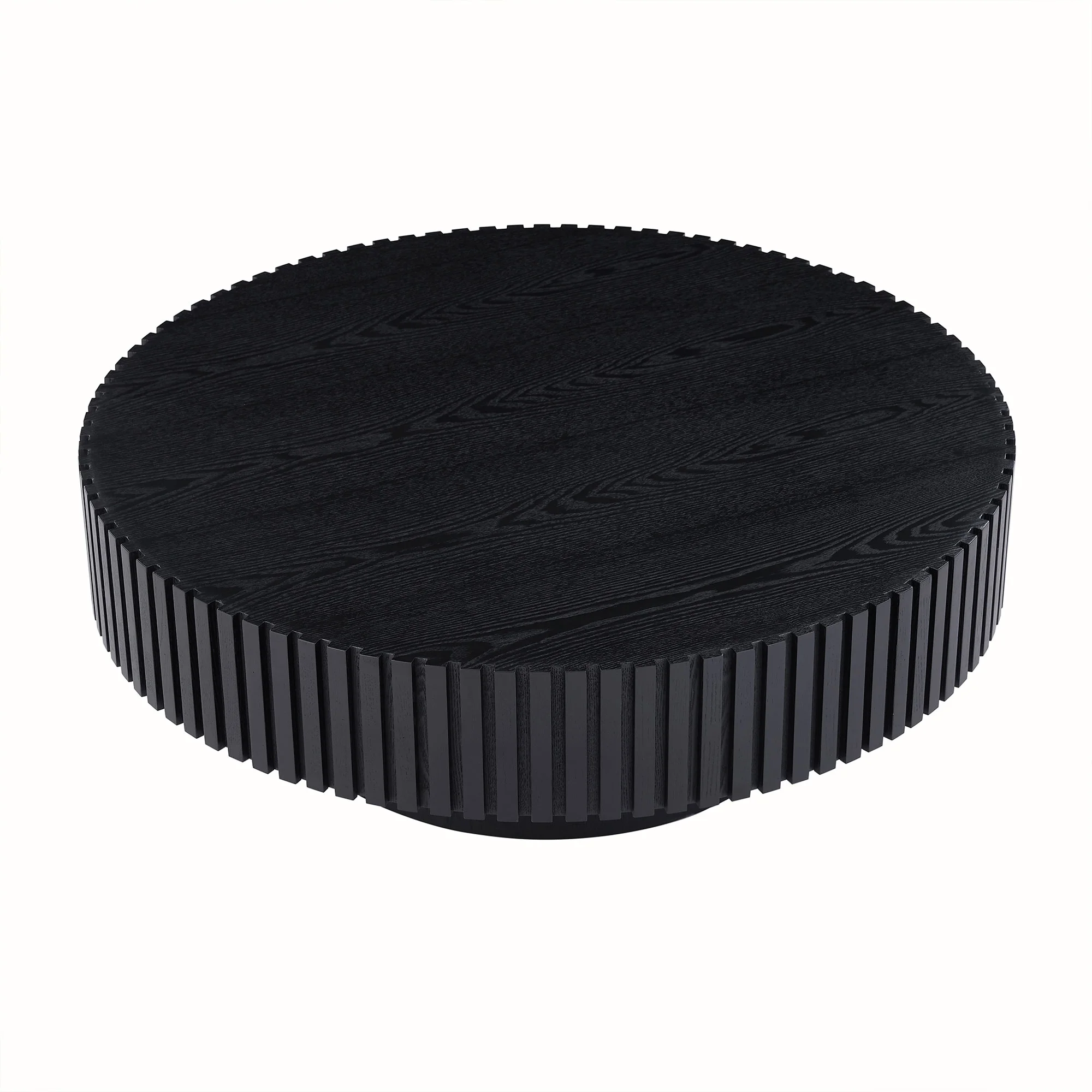 Kevinplus BLACK MDF Coffee Table 39.37inch Modern Handcraft Drum Coffee Table Round Wood Coffee Table for Living Room, Apartment
