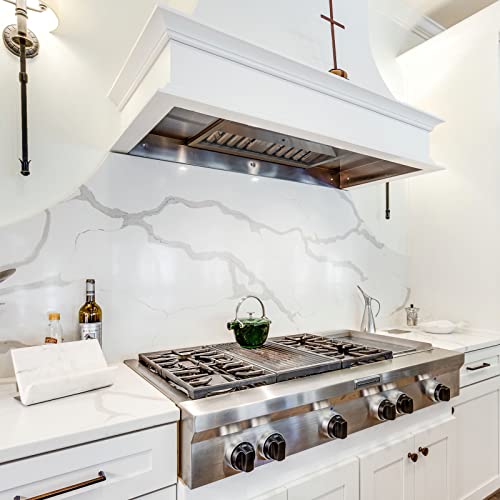 Insert/Built-in Range Hood, Ultra Quiet, Powerful Suction Stainless Steel Ducted Kitchen Vent Hood with Dimmable LED Lights, 3-Speeds 600CFM
