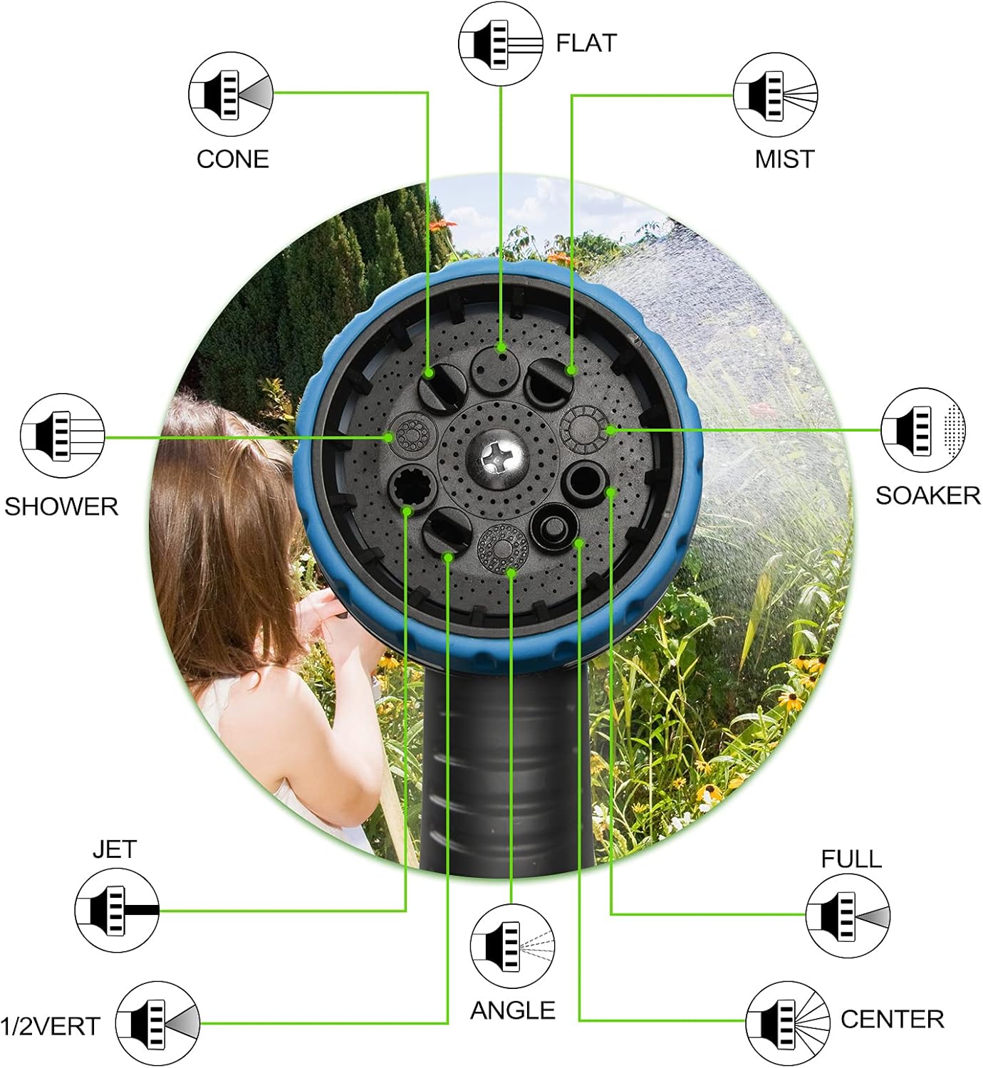 Casia Expandable Garden Hose,Flexible Water Hoses 10 Function Spray Nozzle and Durable 3-Layers Latex,Extra Strength 3750D Gardening Hose with 3/4" Solid Brass Fittings,Easy Storage Water Hoses（100FT） Pack of 2
