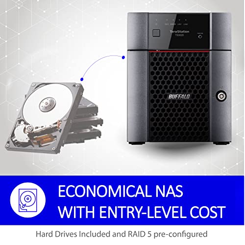 BUFFALO TeraStation Essentials 4-Bay Desktop NAS 8TB (4x2TB) with HDD Hard Drives Included 2.5GBE / Computer Network Attached Storage/Private Cloud/NAS Storage/Network Storage/File Server